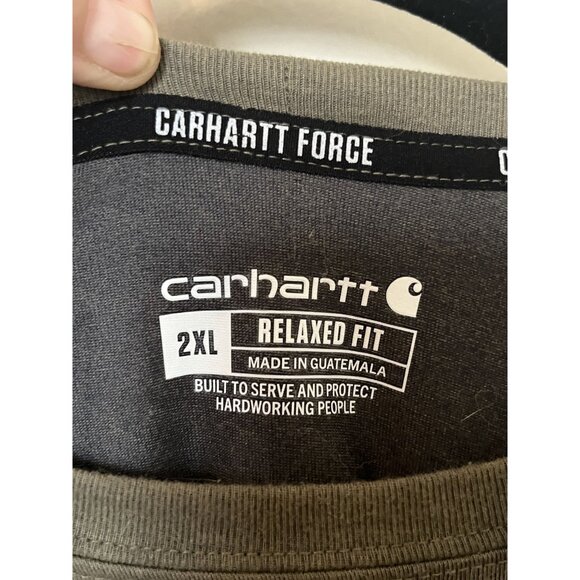 Carhartt Force Men's 2XL Olive Green Short Sleeve T-Shirt Relaxed Fit - Picture 2 of 10